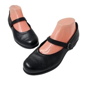 SAS Maria Black Leather Mary Jane Flats Comfort Walking Shoes Womens Size 9